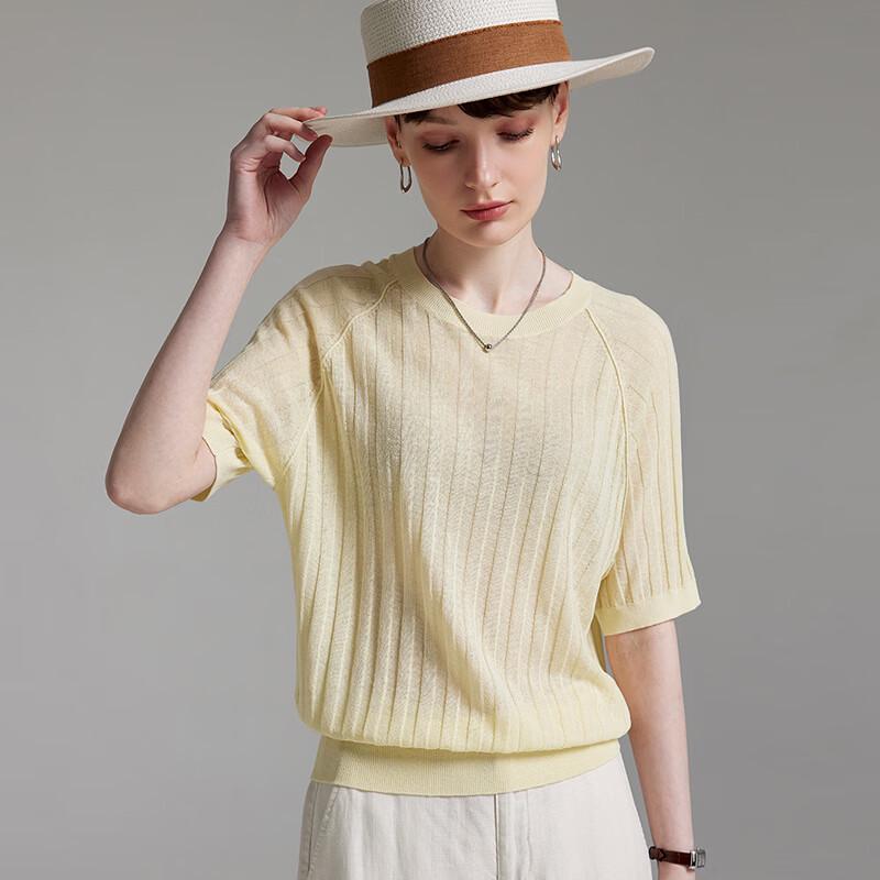 Women s Minimalist Tencel Linen Blend Knit Tee L