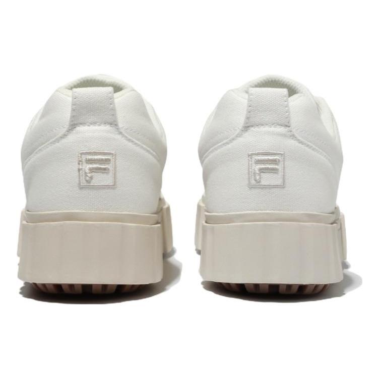 FILA Sandblast Fabric Platform Abrasion Resistant Low top Skateboard Shoes Unisex White 1TM01576E_920