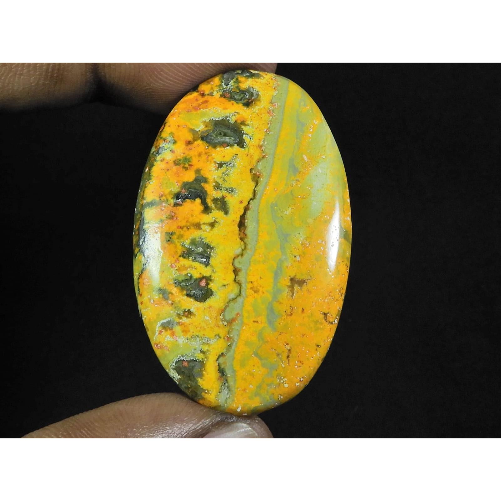 

61Cts. Натуральный шмель яшма овальный кабошон свободный драгоценный камень 27X44X05 мм D-99