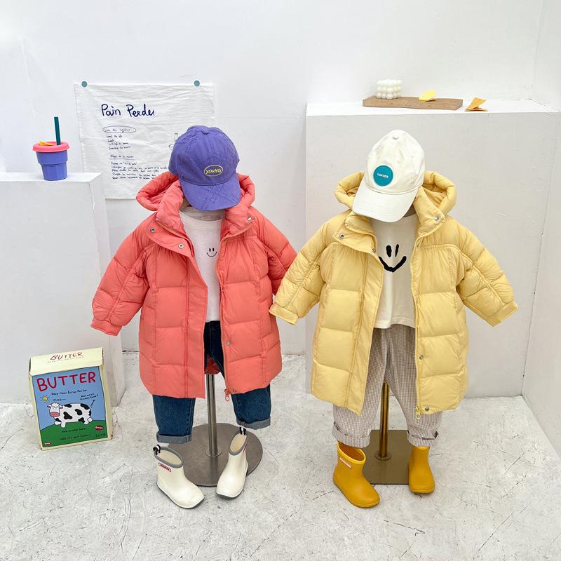 Thickened Children's Hooded Down Jacket Mid-length Winter Warm Jacket Boys and Girls Down Jacket