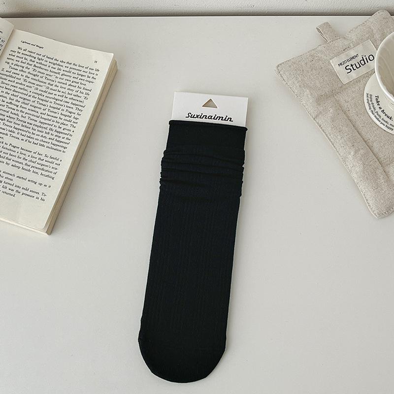 

Women Socks Japanese Fashion Cotton Breathable Long Socks Women Korean Style Casual Solid Color Black White Gray Thin Socks Sox EUR 34-39