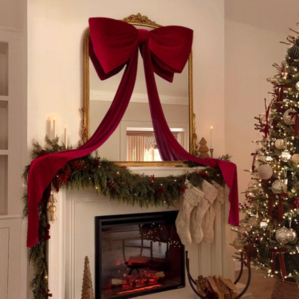 50x180cm Große Weihnachtsschleife Satinband Schleifen Dekorationen Baumspitze Deko