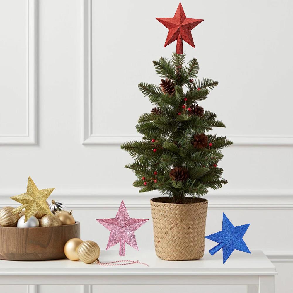 Christmas Tree Topper Star, Xmas Tree Topper Star Glitter Christmas Tree-top Star Ornaments for Xmas Tree New Year Holiday Decor