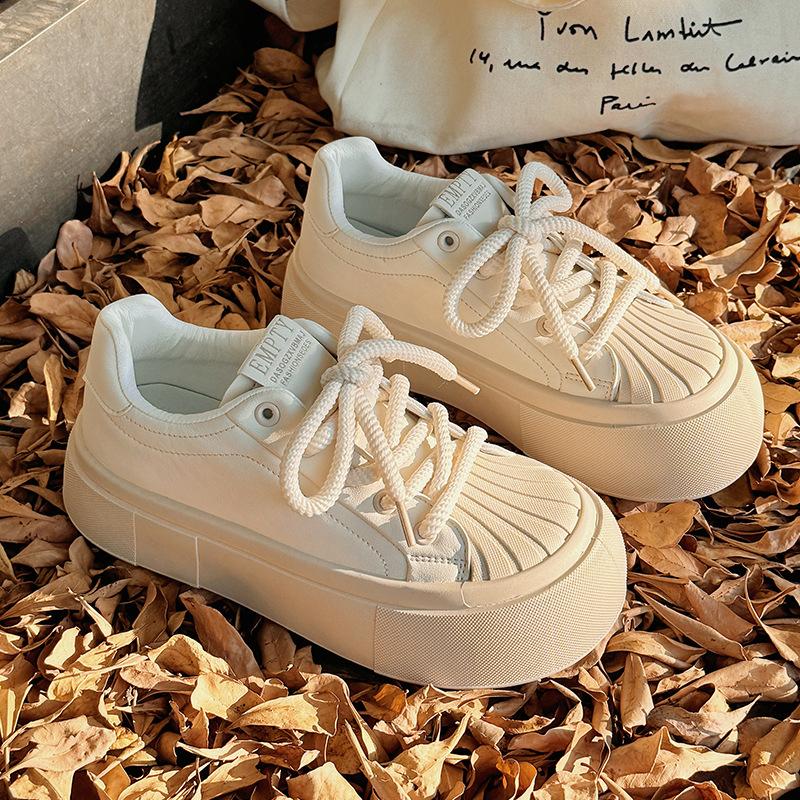 High-value women's new platform canvas shoes shell head wear-resistant casual sports shoes board shoes