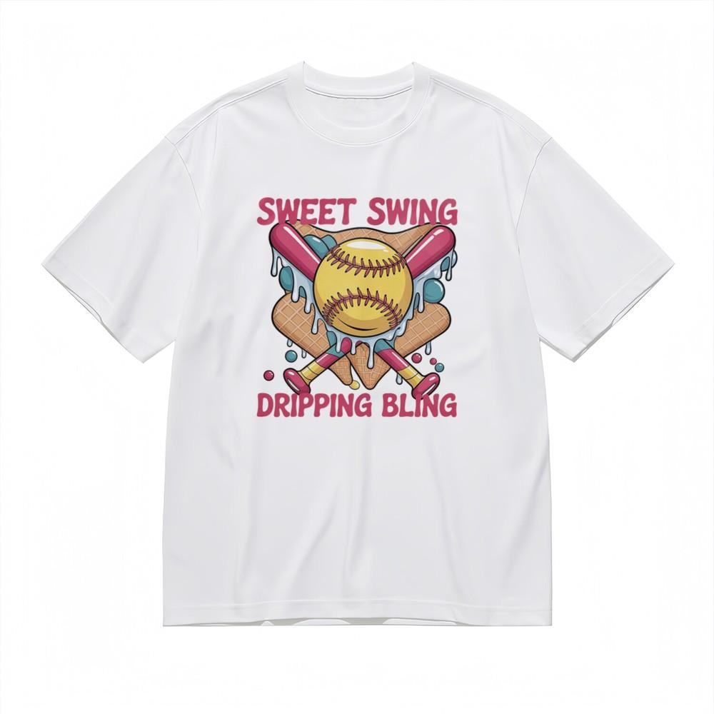 

Women s Fashion Comfy Classic T-Shirt Sweet Swing Dripping Bling Cartoon Tee S
