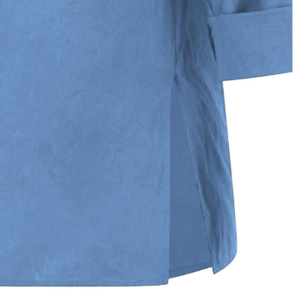 Spring and Summer Loose T-shirt Women's V-neck Cotton and Linen Button Up Top