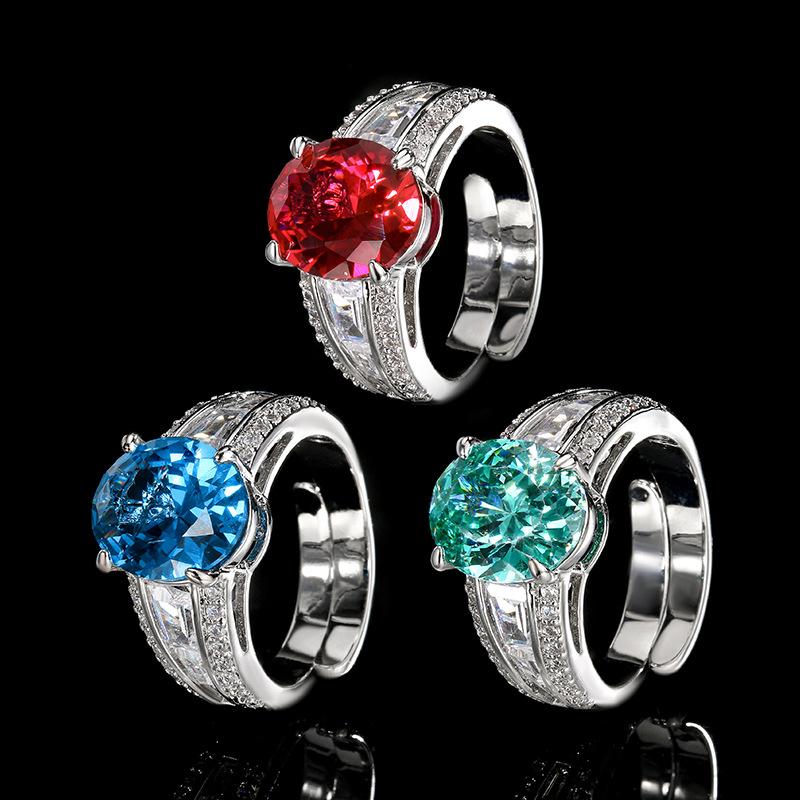 Jewelry Copper Bottom Gold-Plated Simulation Blue Spinel Ring Main Stone 10 * 12