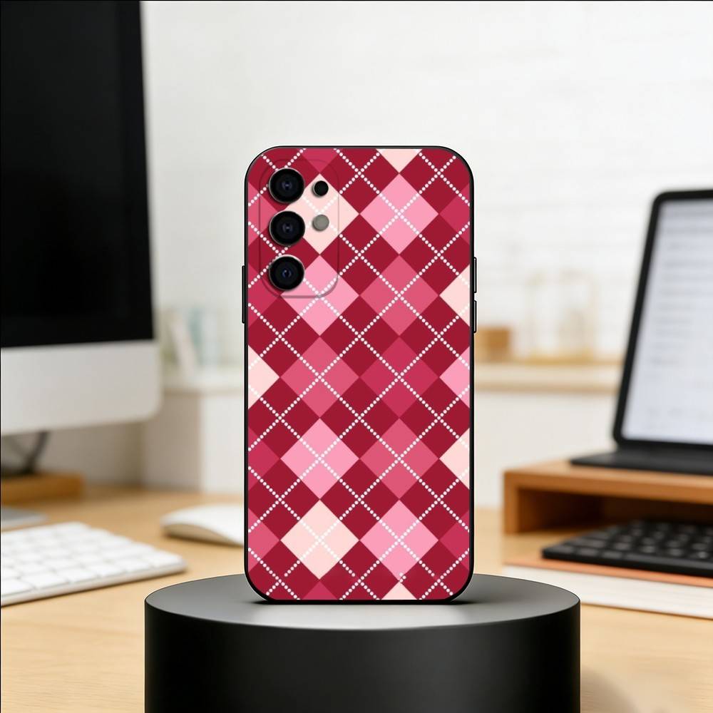 Plaid Background Phone Case For Samsung S25,S24,S21,S22,S23,S30,Ultra,S20,Plus,Fe,Soft Silicone Black Cover