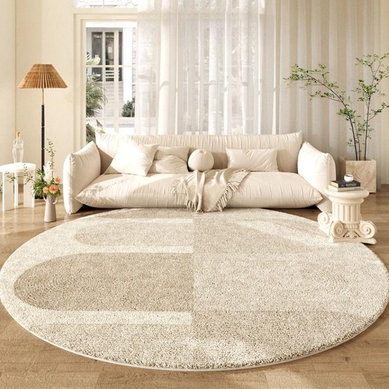 Cream Style Living Room Decoration Round Carpet Light Luxury Plush Rugs for Bedroom Fluffy Soft Lounge Rug Home Thick Floor Mat