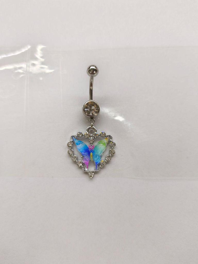 Gaibei Aesthetic Heart-shaped Bow Navel Ring - European, American, Japanese, Korean Styles, Navel Stud Piercing.