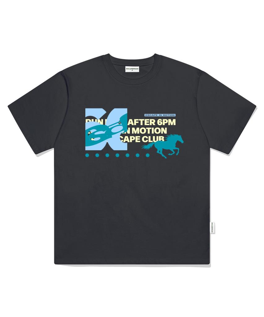 ESCAPEFROM 6Pm Horse Print Oversized Short Sleeve T-Shirt [4 Colors]
