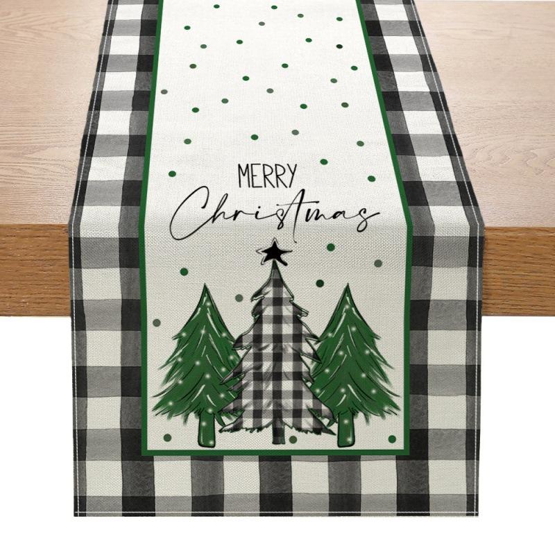 Linen Christmas Table Runner Snowman Xmas Tree Home Dining Table Cover Tablecloth 2025 Navidad Noel Christmas Decorations 2025