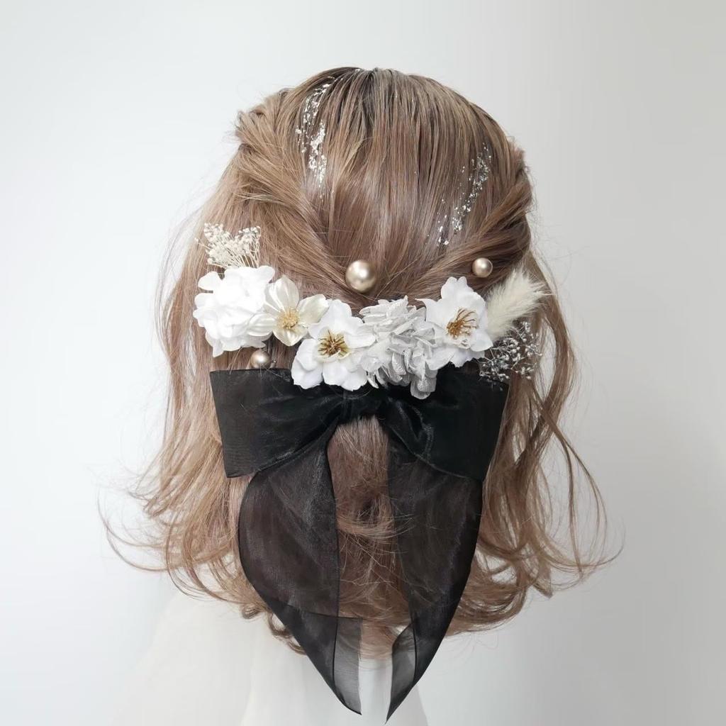 Lomeri Organzová stuha Vlasový doplněk O7 ve 3 (Černá) (Dostupné barvy)