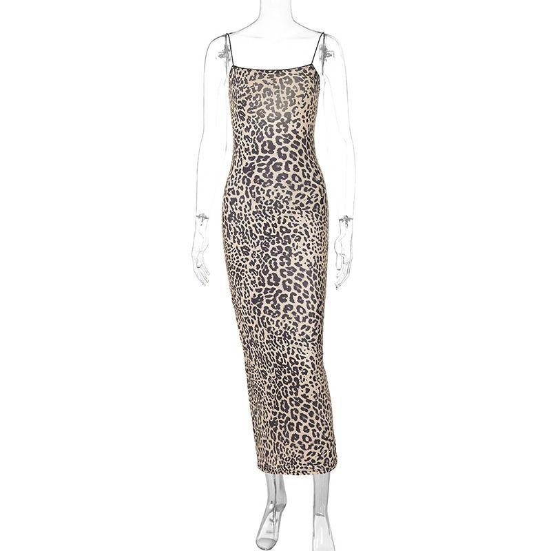 Western Style Women clothes 2024 Summer New Product Fashion Print Sexy Backless Tight Camisole Dress Foreign Trade