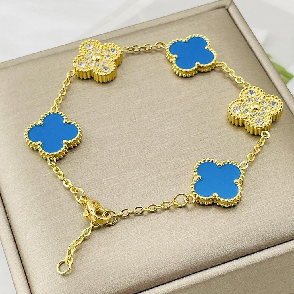 Boutique 15MM Large Four-leaf Clover Bracelet Black and White High-grade Fashion Net Red Bracelet