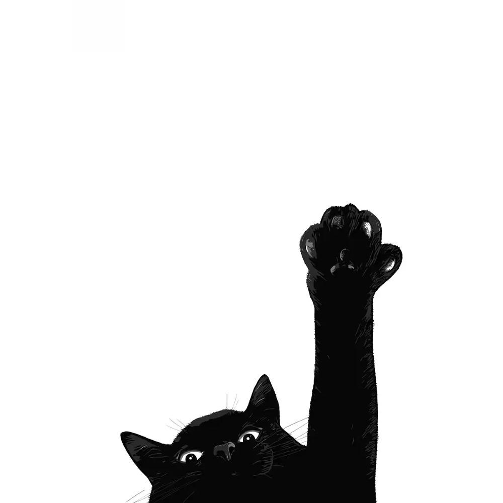 Cute Peeking Black Cat Funny Cat Face Modern Poster and Prints Canvas Printing Minimalist Wall Art Picture for Living Room Decor