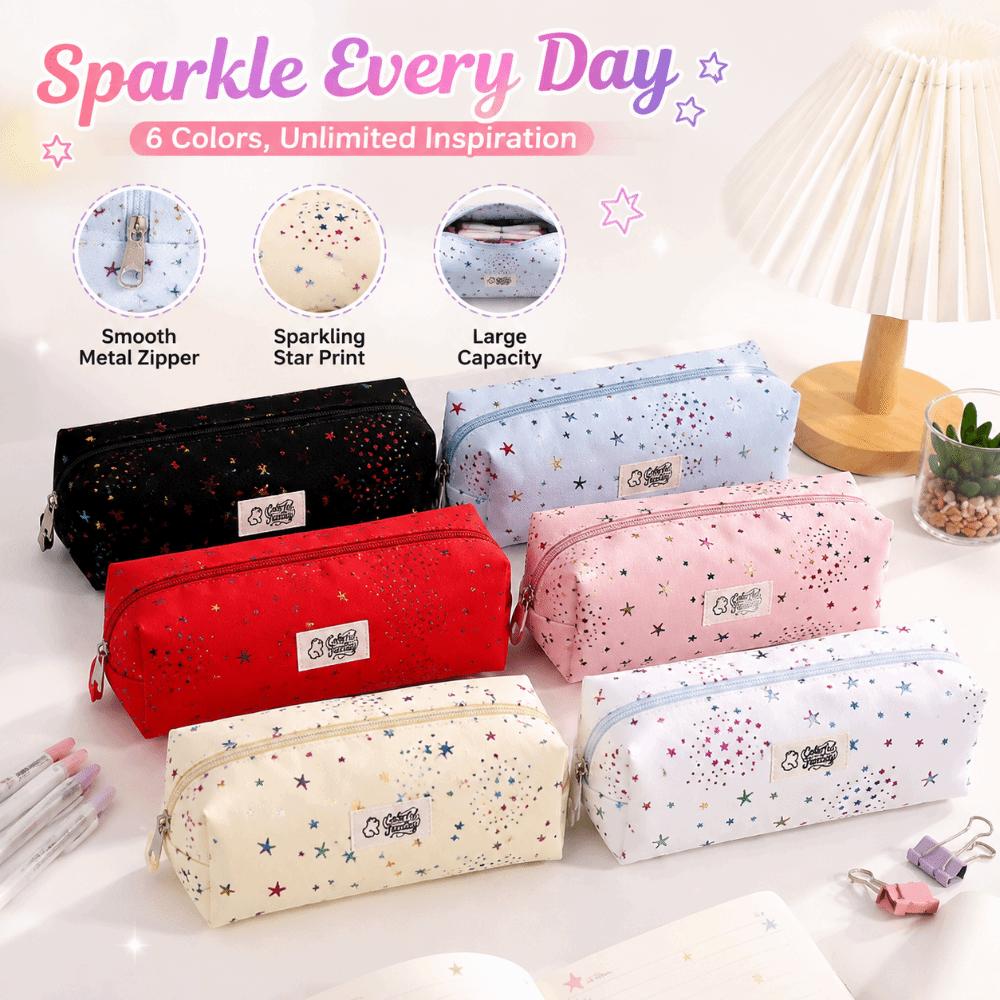 Shining Star Print Pen Bag Large Capacity Stationery Bag Durable Pencil Pouch  Gift