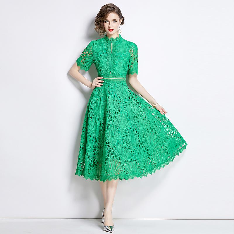 Noblewoman Lace Summer Dress: Elegant Crochet Embroidery for a Lady-like Temperament