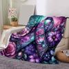 1pc Flower Printing Lightweight Flannel Blanket, Comfortable and Warm Blanket, for Camping Sofa Bed and Couch Office, Suitable for Gift Blank