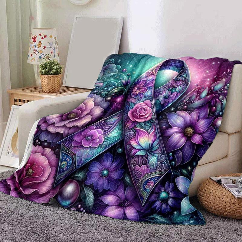 1pc Flower Printing Lightweight Flannel Blanket, Comfortable and Warm Blanket, for Camping Sofa Bed and Couch Office, Suitable for Gift Blank