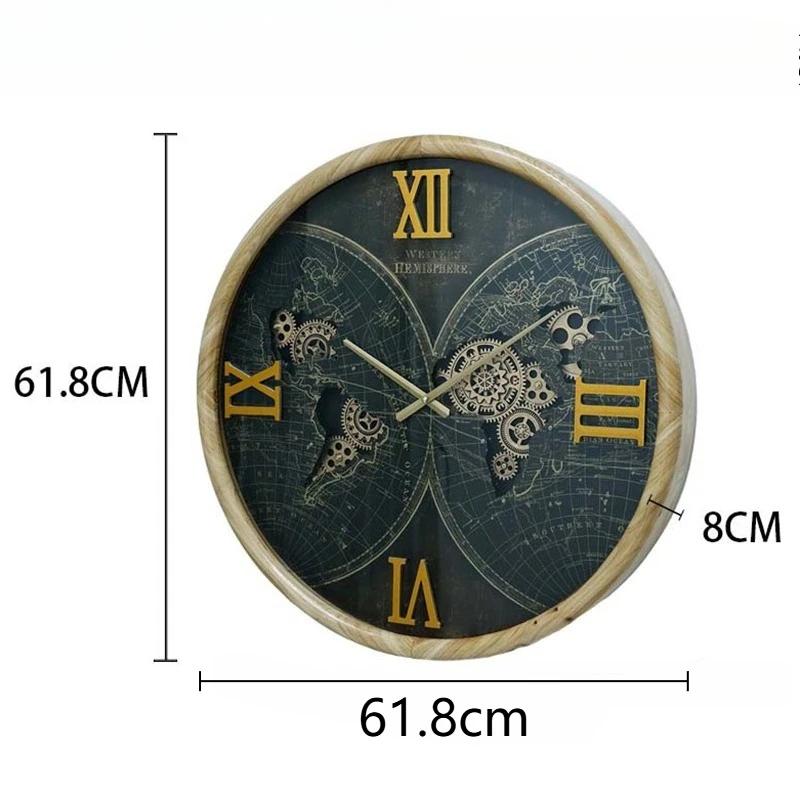 

Vintage Wall Clock Large Clocks Aesthetic Wall Watch Nordic Mechanic Watches Interior Accessories Elegant Living Room Decoration чорний
