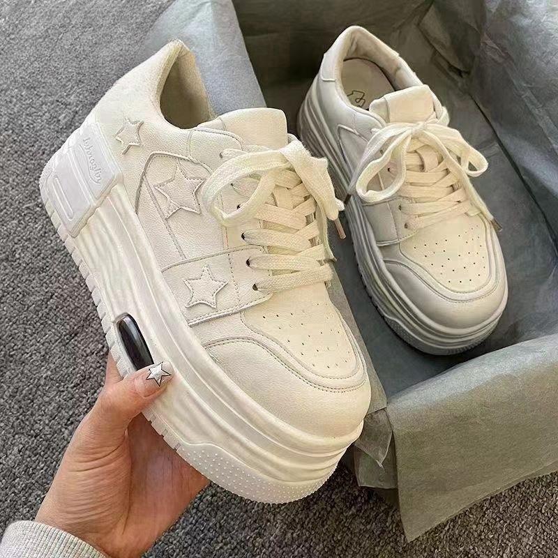 Foreign Trade Thick Sole Heightening Dad Shoes Women's Spring New Color Matching Fashion Star Muffin Sole Casual Shoes Small Women's Shoes
