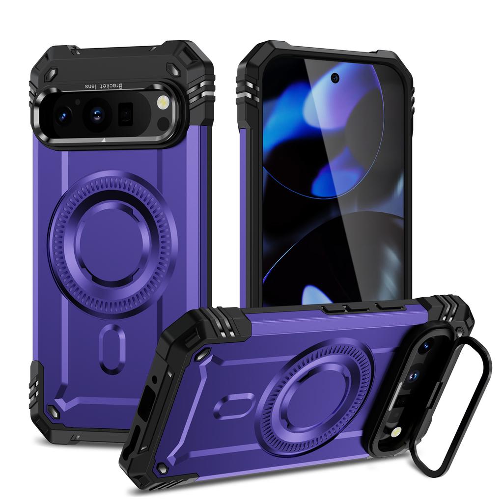 Armor Shockproof Matte Camera Stand Protection Phone Case for Google Pixel 9 Pro XL Military Magnetic Wireless Charge Hard Cover