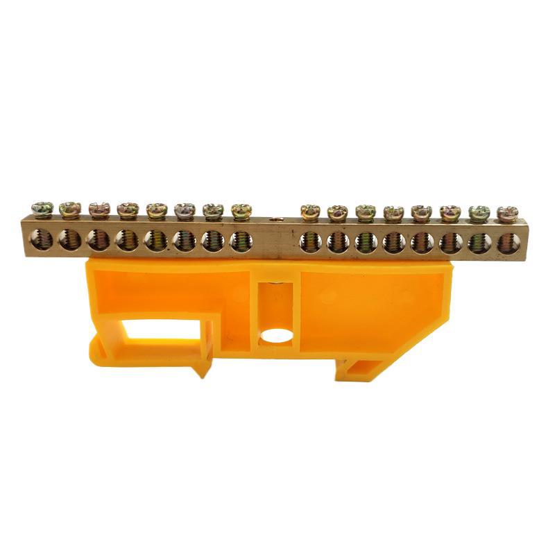 DIN Rail Terminal Block: Copper Busbar with 6-16 Holes Neutral/Ground Distribution
