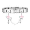 Y2K Zircon Moon Bow Star Pink Heart Tassel Chain Italian Charm Links Fit 9MM Stainless Steel Bracelet Women DIY Making Jewelry