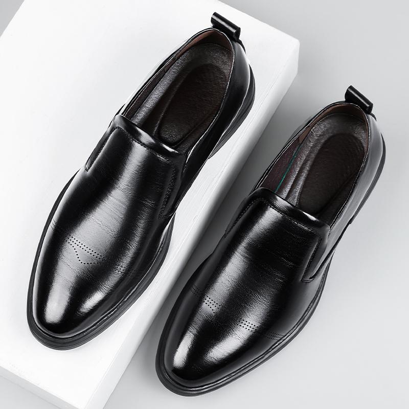 FashionHigh Quality Brand Men's Genuine Leather Shoes Glossy Business Shoes Men's Conference Formal Shoes Casual Loafers for men