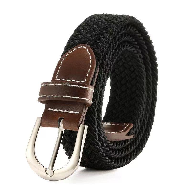 No Hole Punch Men's & Women's Braided Belt Elasticated Stretch Canvas Belt Korean Version Versatile Student Belt