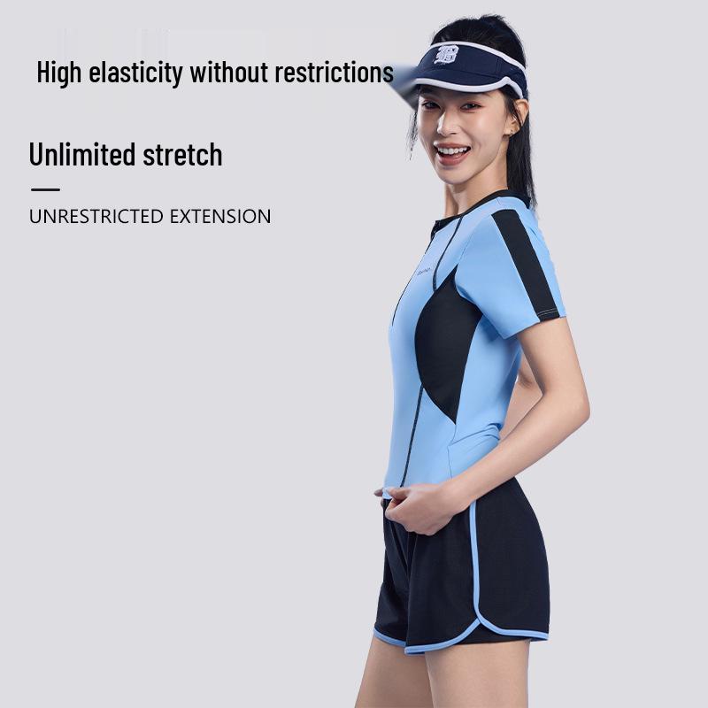 New 26 Quick-Drying Nylon Swimsuit for Adults - Tummy Covering, Slimming, Fashionable Split Sportswear Set
