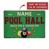 Retro Billiards Metal Wall Sign, Personalized Pub Plaque for Home Bar Game Room Decor