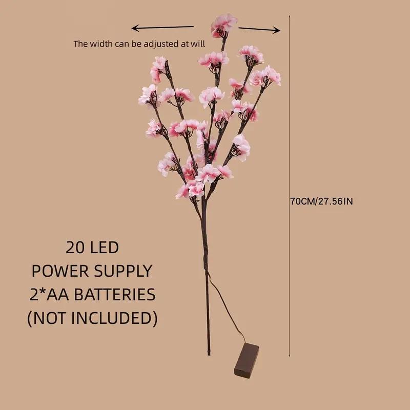 1PC Peach Blossom Tree Branch Light Floral String Lights Battery Operataed Fairy Lamp For Indoor Outdoor Christmas Decoration