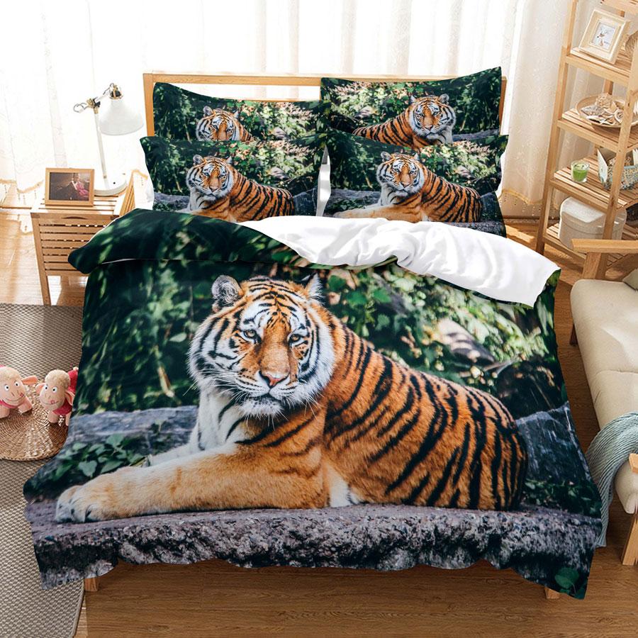 Tiger Duvet Cover Set King Size 230x260 Double Bed Single Queen Full Animal Quilt Case Linen 3D Pillowcase Twin Bedding Sets