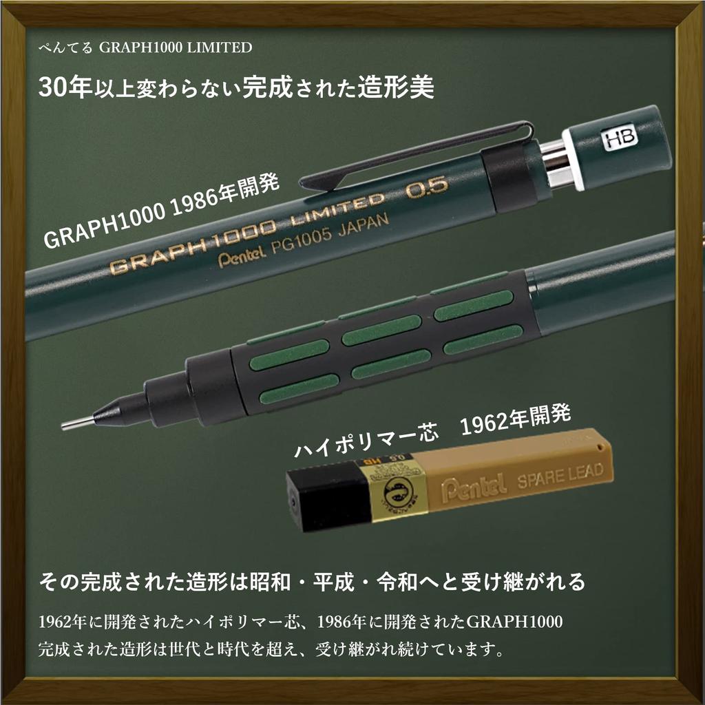Pentel Mechanical Pencil Graph 1000 Limited Retro Color Retro Eraser High Polymer Core RingLeaf Original Pen Box Included [GRAPH1000 LIMITED] & &