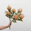 Floral Display Artificial Emperor Protea Flowers Flocked Faux Thistle Flowers  Flower Arrangement