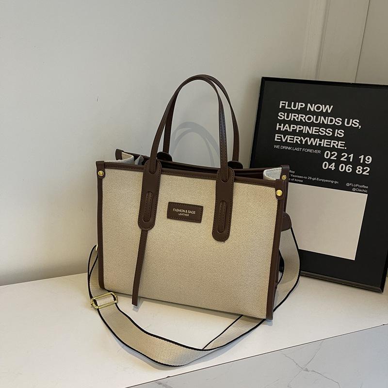 Large Capacity Canvas Bag Women 2025 New High-end Fashion Shoulder Messenger Bag Commuter Versatile Portable Tote Bag