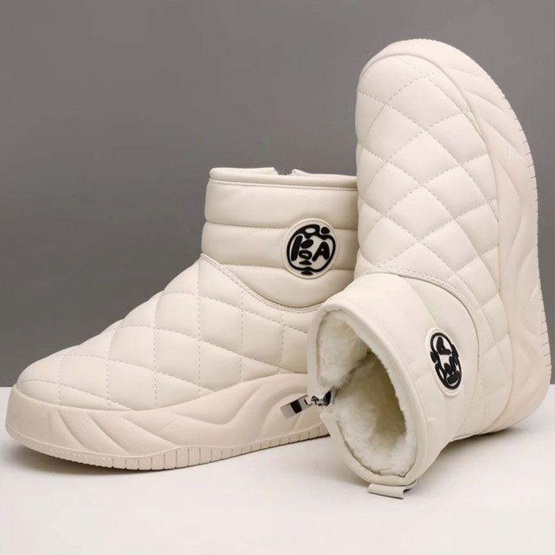 Snow cotton women's 2025 new bread winter versatile velvet thickened short boots waterproof and non-slip Northeast cotton shoes