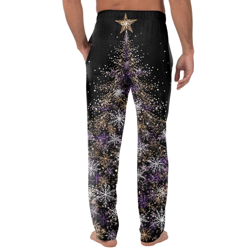 Men's Knitted Fashion Print Pocket Casual Pants Pajama Pants