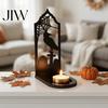 Gothic Tea Light Stand Halloween Candle Holder, Hollow Silhouette Holder for Lights, Dark Aesthetic Home Decor Style Pumpkin Ghost Cat Bat Tabletop