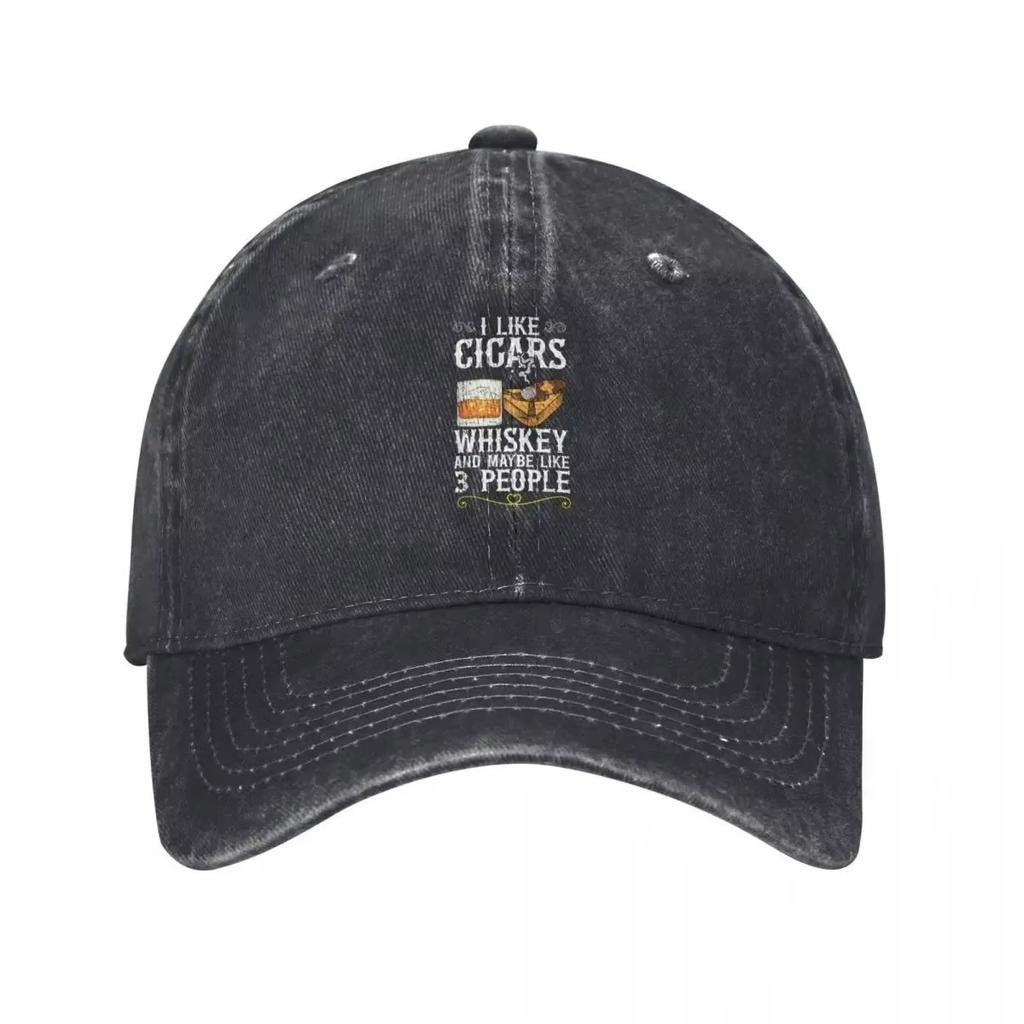 I Like Cigars Whiskey and Maybe People Funny Graphic Baseball Cap Unisex Casual Hat