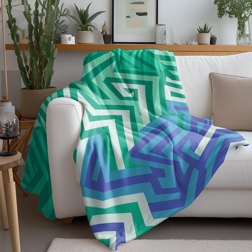 Irregular Geometric Abstract Pattern Flannel printed blanket suitable for all seasons suitable for living office sofa and travel