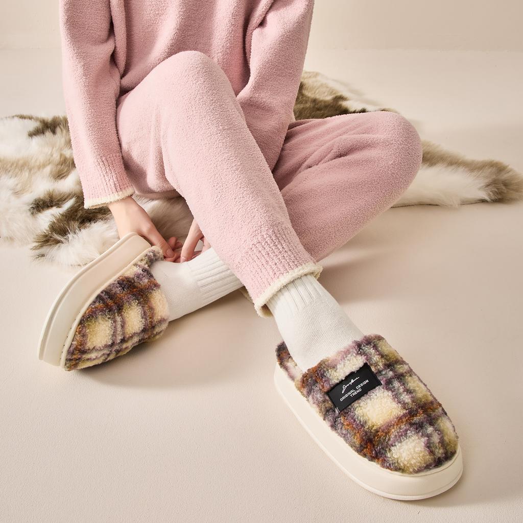 Winter Women Home Slippers Plush Warm Thick Bottom Slides Breathable Soft Non-slip Slippers Indoor Outdoor Men Casual Slippers