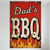 Dad’s BBQ Vintage Metal Tin Sign Retro Rustic Red Flames Wall Plaque for Kitchen Bar Man Cave Home Decor