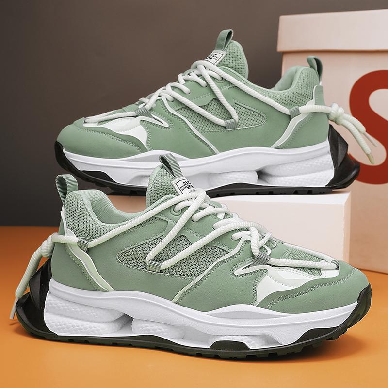 Fashion Mixed Color Men's Casual Shoes Texture Comfortable Lace-up Sneakers Non-slip Shock-absorbing Outdoor Male Sports Shoes