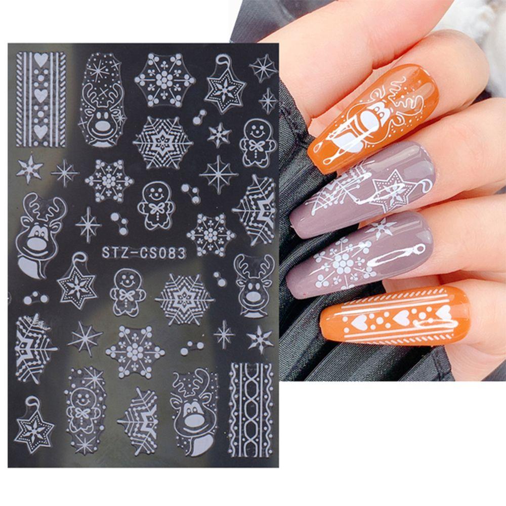 

Nail Decal Xmas Fire Cartoon Elk Snowflake Laser Rose Gold 3D Nails Stickers 03