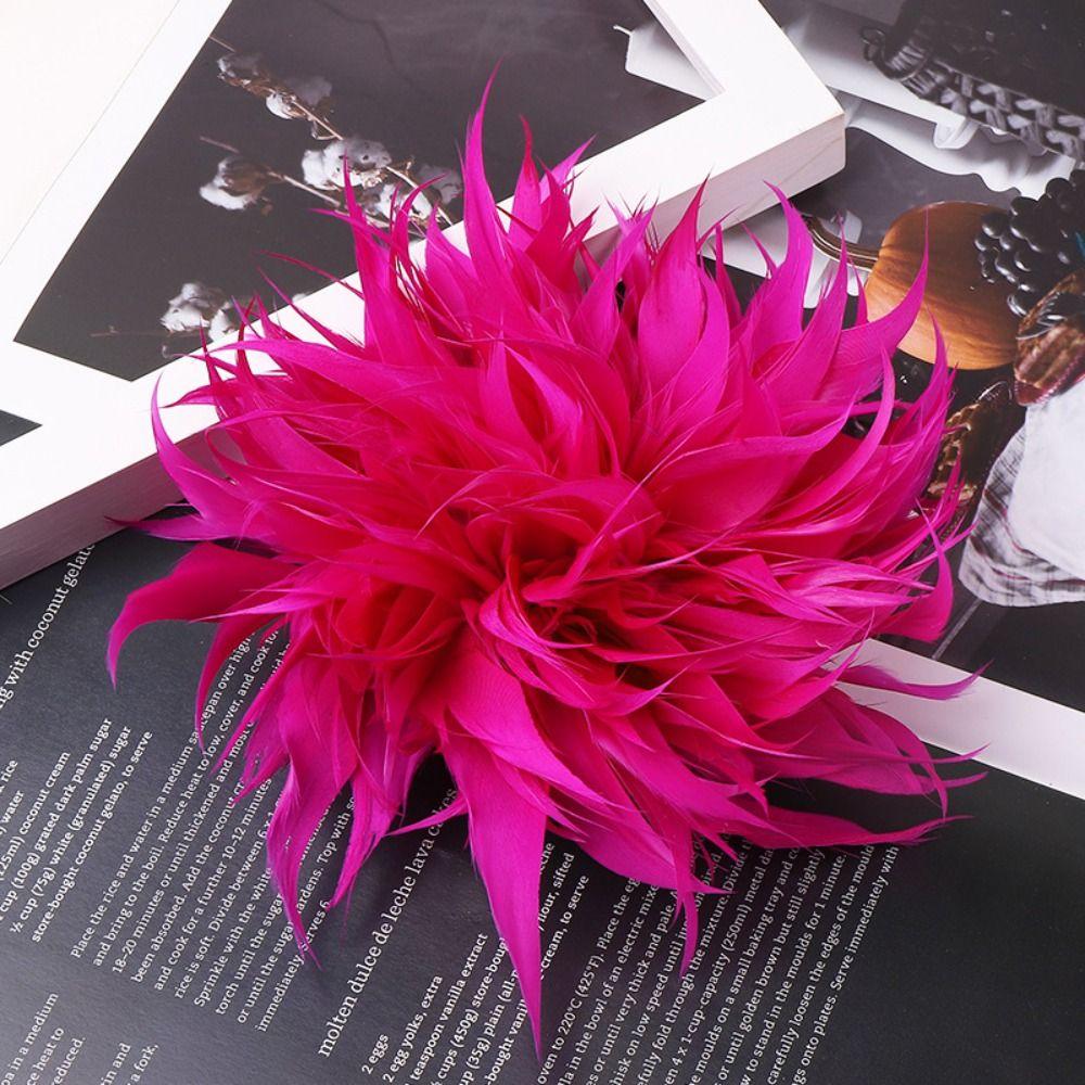 Vintage 18-20cm Large Feather Flower Feather DIY Feather Brooch Accessories Handmade Flower Lapel Pins Hair Accessories