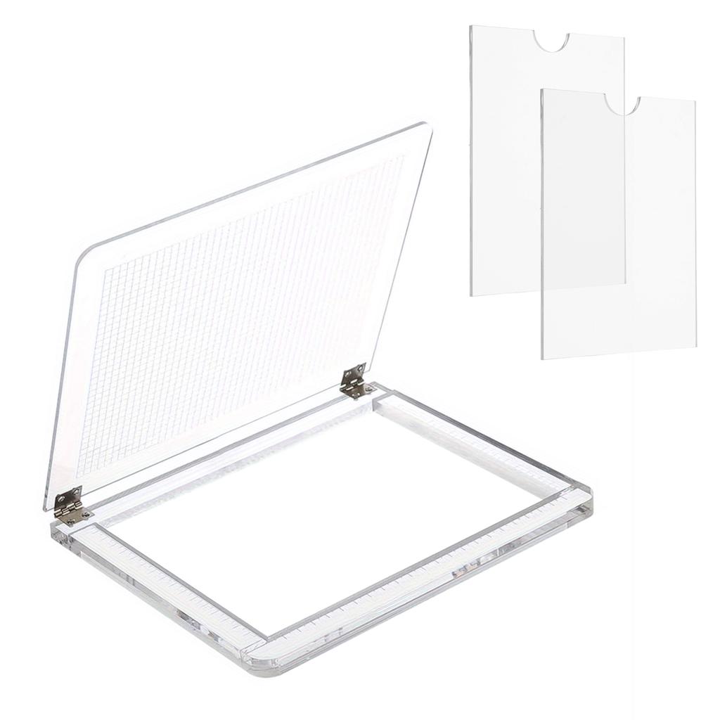 Acrylic Stamp Blocks 7.6*5.9in Large Clear Stamping Tool with Grid Positioning Lines 4PCS Magnet