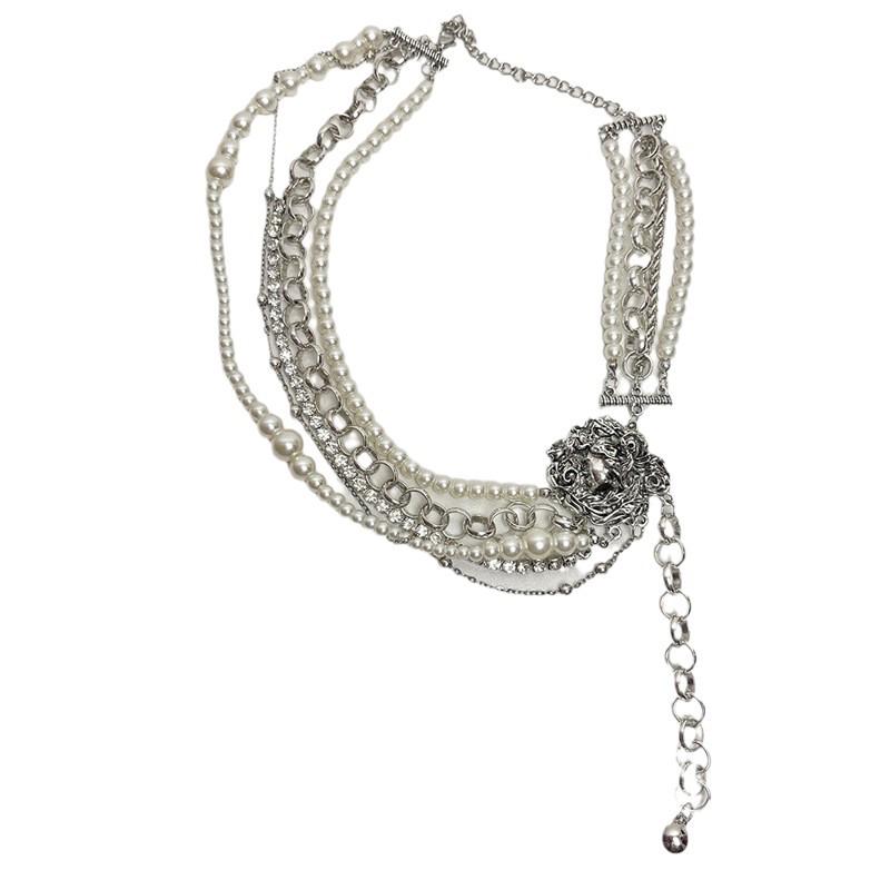 Trendy Glass Pearl Layered Necklace - Punk & Spicy Clavicle Chain for Women